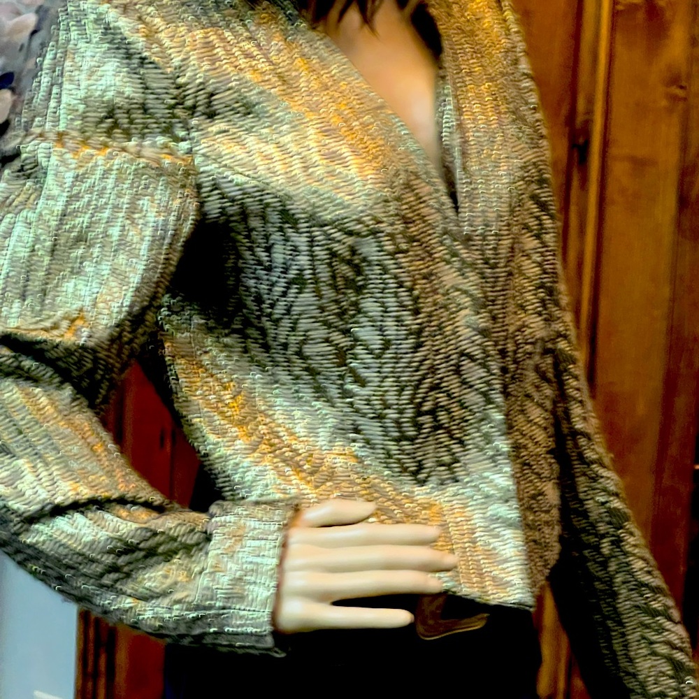 Gold light weight dress outer coat.  Super adorable!